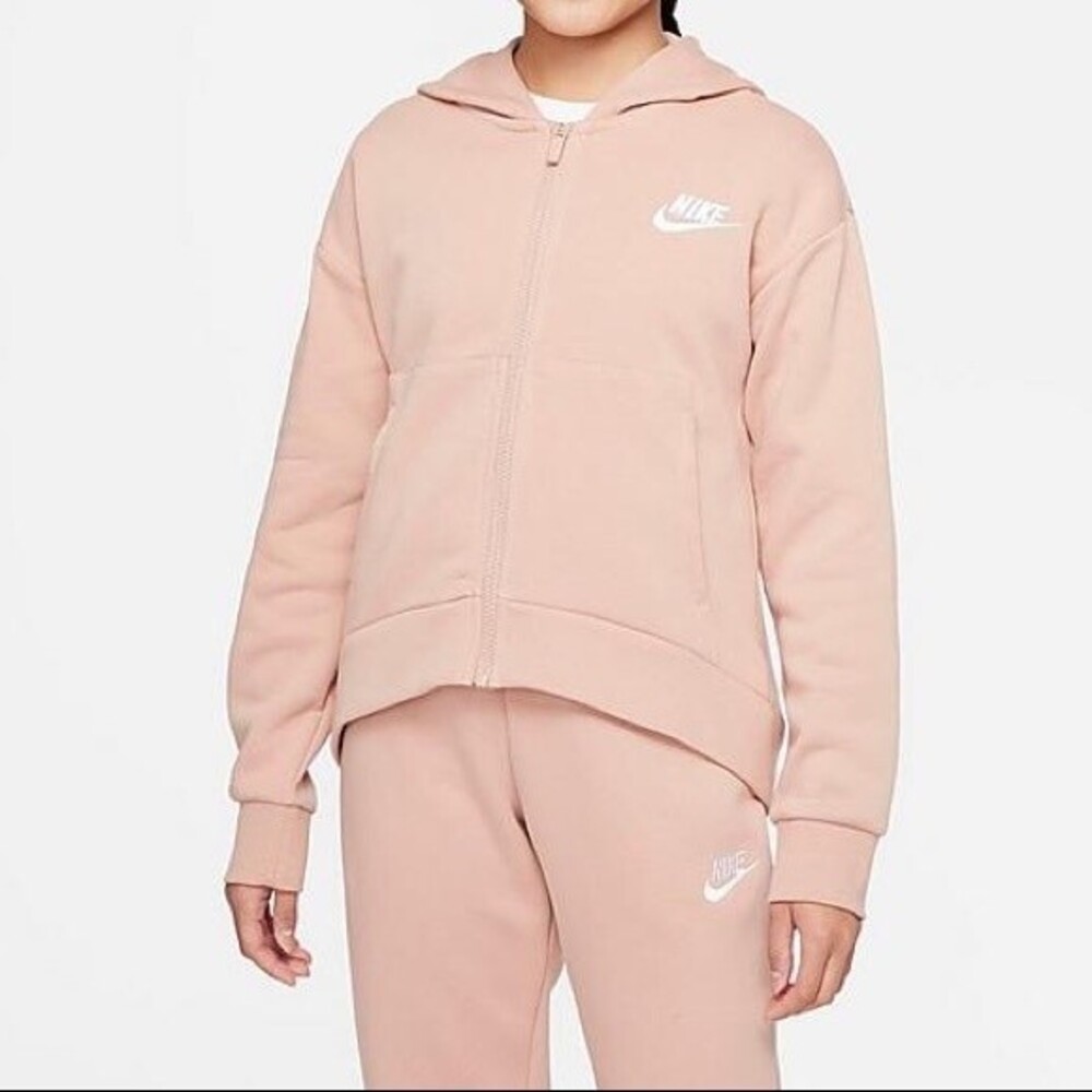 Nike Sportswear Club Fleece Full-Zip Hoodie Soft Pink Size XS